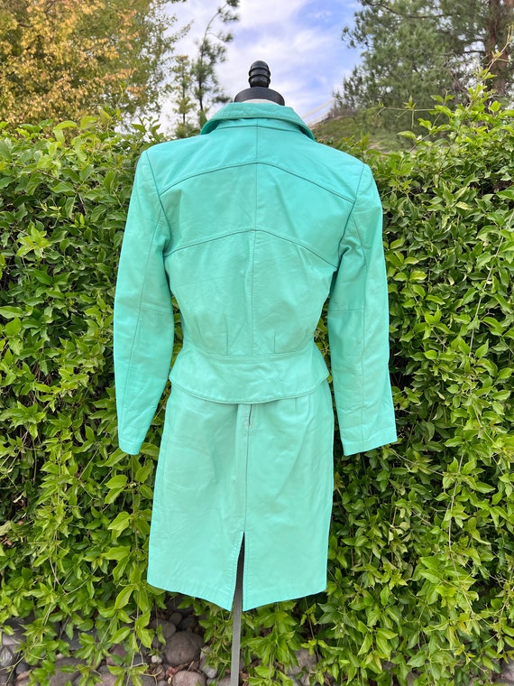 80's Leather Suit - Mint Green - Size 4 & 10 - Wi… - image 3