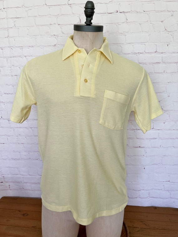 70's Kings Road Mens Yellow Polo - Size Large - S… - image 1