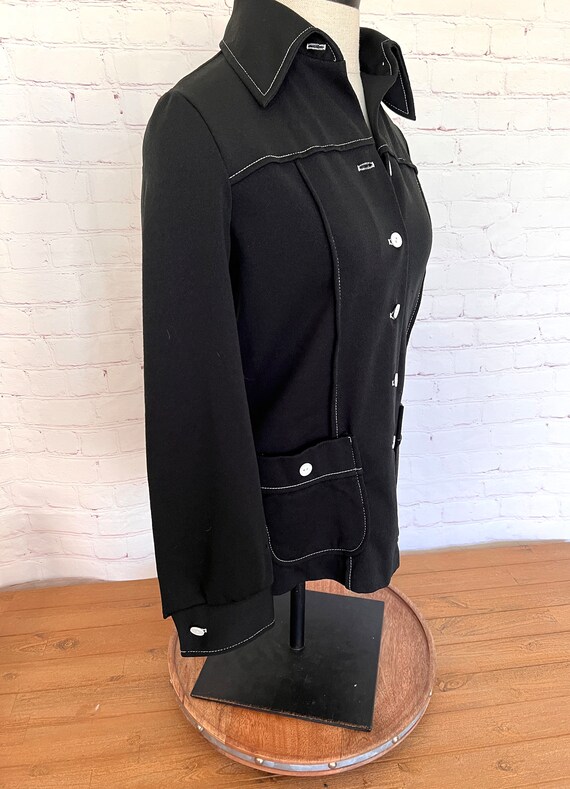 70's Black Jacket/Shirt - Womens Polyester - NPC … - image 9