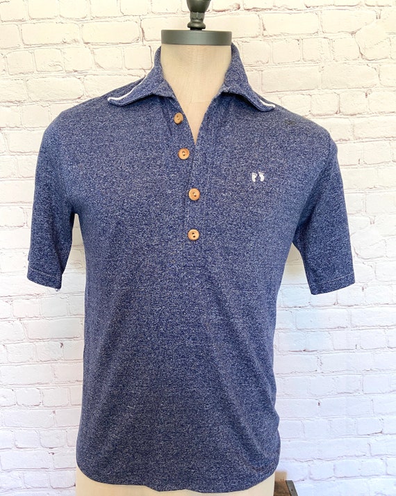70s Hang Ten Blue Polo Shirt - Medium