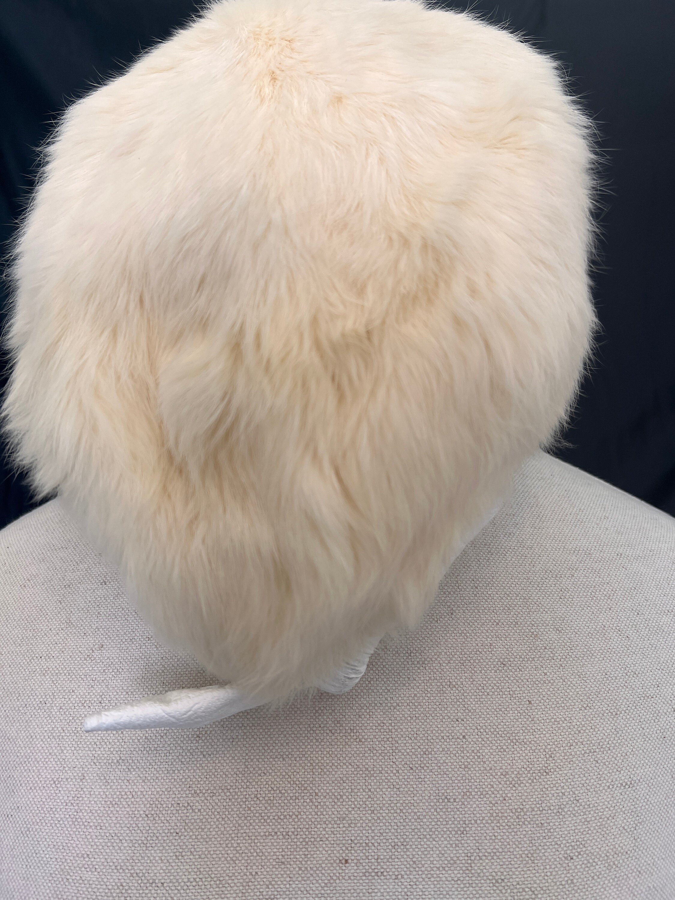 Vintage White Fuzzy Real Rabbit blend Beret Hat Cute Flower Warm Faux Rabbit Fur Beret Winter Beanie Hat Cap  main image 3