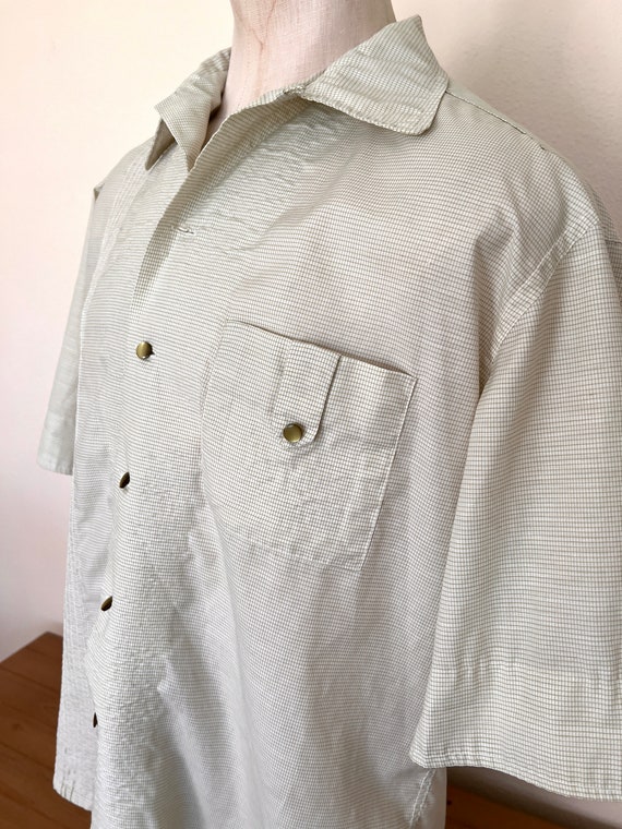 90's Mens Short Sleeve Shirt - Handmade - Pale Gr… - image 10