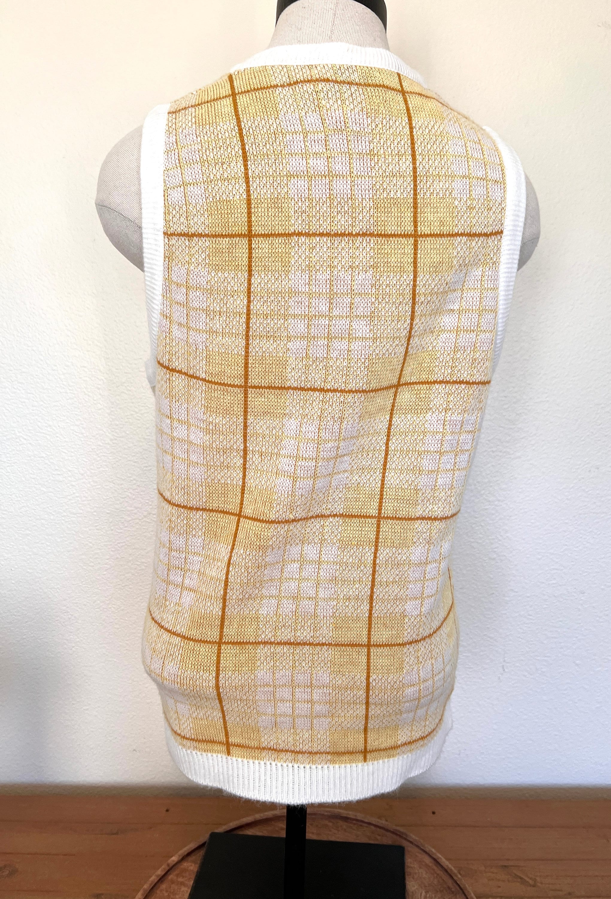 60's Sweater Vest - Towne and King- Yellow & White - Unisex 60's Sweater Vest - Towne and King- Yellow & White - Unisex