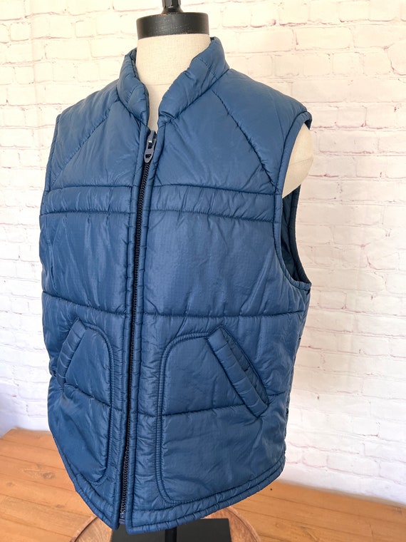 80's Blue Puffer Vest Sears Mens Store Size Large Gem