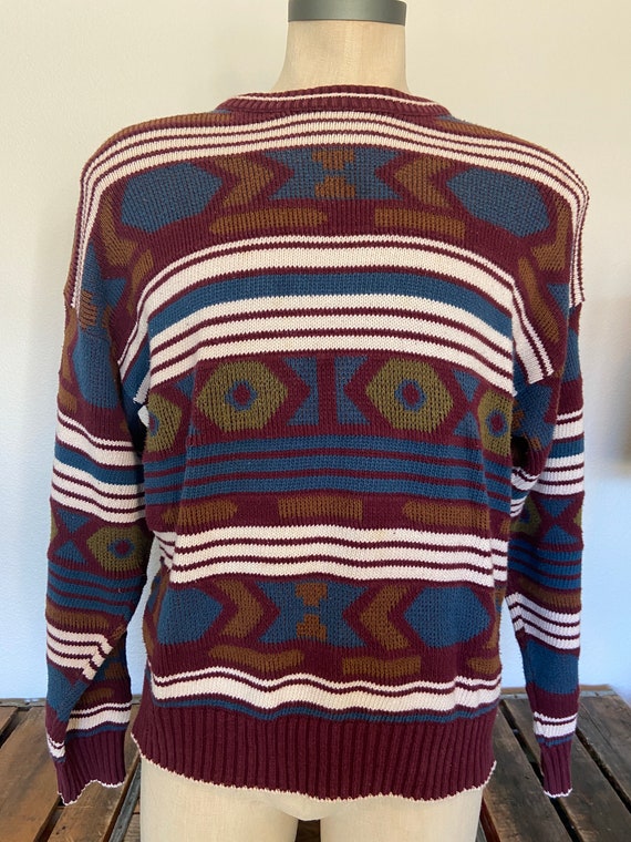 Tribal Print Pullover Sweater - XL