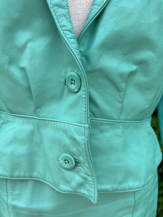 80's Leather Suit - Mint Green - Size 4 & 10 - Wi… - image 5