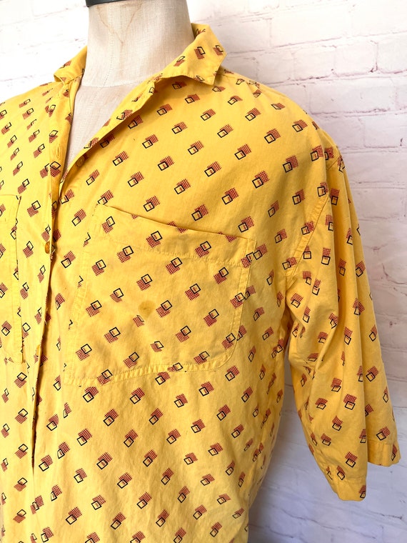 70's Geometric Print Shirt - Short Sleeve - Size … - image 6