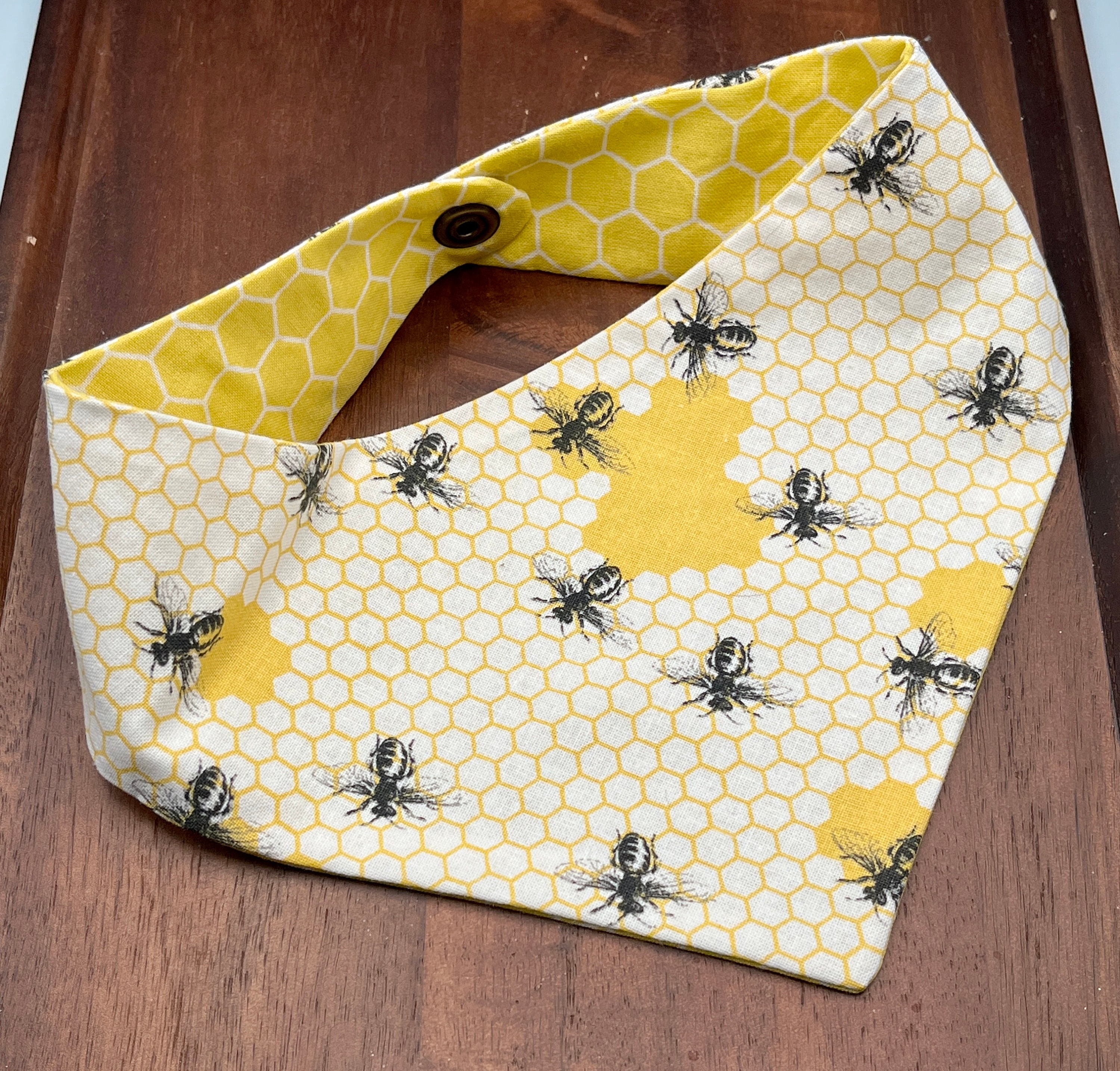 Honey Bees Dog Bandana Snap on Pet Bandana for Dogs or Cats 