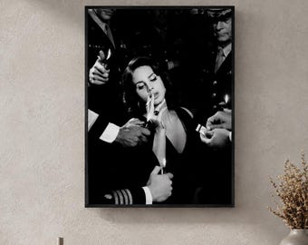 Lana Del Rey Poster, Black and White Wall Art, Vintage Glamour Print, Lana Del Rey Aesthetic, Cinematic Music Poster