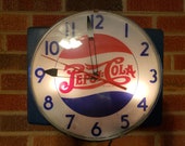 Hard to find 1940s Rare Authentic Working Pepsi-Cola Bubble Clock Mounted on Board made by Telechron for Pepsi PC-1 G-44