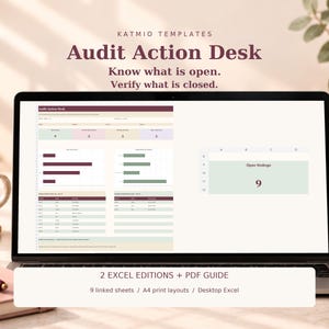 Audit Findings & Action Tracker Excel, Evidence Review and Audit Dashboard