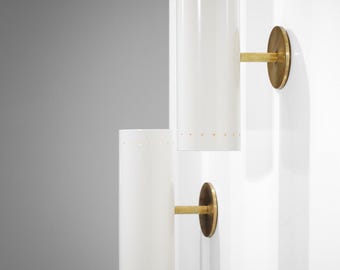 Pair of Modern Beige Tube Wall Sconces, Minimalist Mid Century Wall Lights, Contemporary Bedside Lamps, Italian Inspired Lighting
