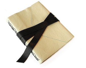 Large Leather Sketchbook, Leather Journal with Double Wrap Tie