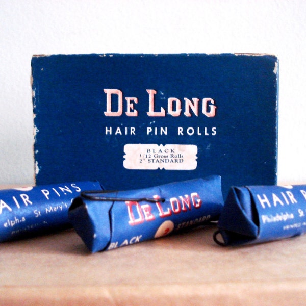 De Long Hair Pin Rolls - 1 Roll Vintage Bobby Pins - Vintage Hair Accessories