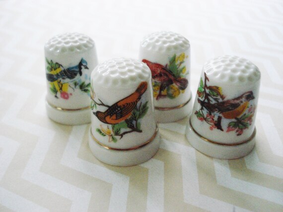 Thimble ~ Vintage Ceramic China Painted Gold Trim~ Monaco