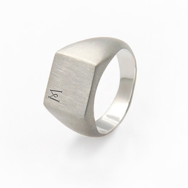 Custom Signet Ring for Men/Women, Sterling Silver Square Signet Ring, Custom Engraved Signet Ring, Personalized Initial Signet Ring