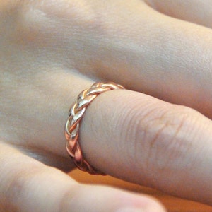 Wedding Band for Women, Braided Ring, Rose Gold Twist Ring, Alternative Wedding Ring, Braided Wedding Ring, Rose Gold Braid Ring, solid gold