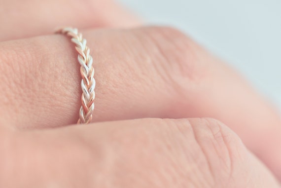 Rose gold braided ring deals