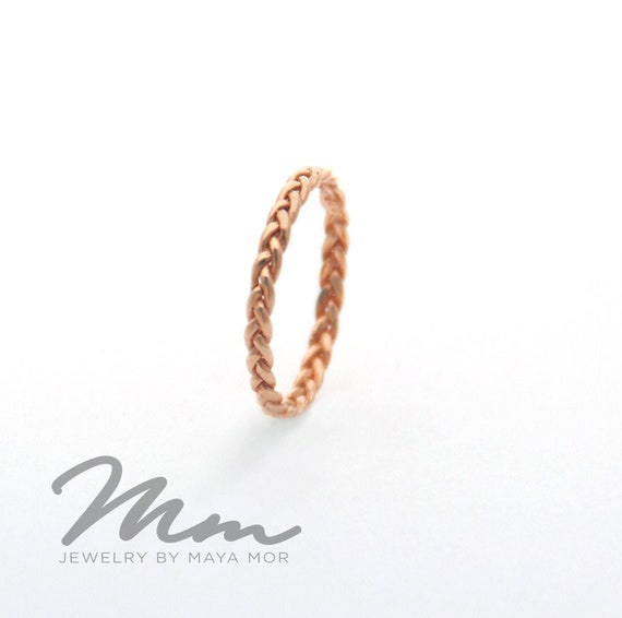 braided rose gold wedding band
