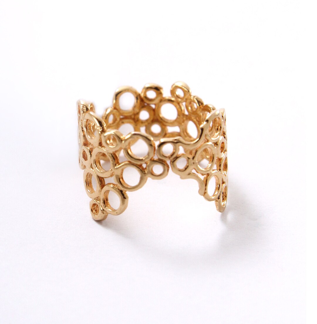 Ring for Women 14K Solid Gold Lace Ring Fine Etsy