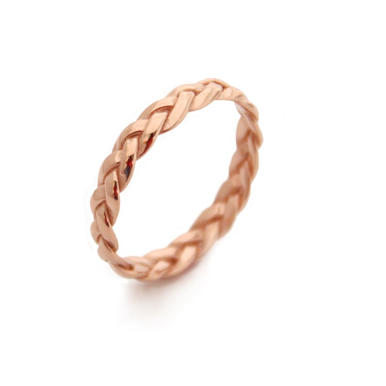 rose women ring braided gold ring Rose Gold Wedding Bands women rose gold wedding ring 14k rose gold ring