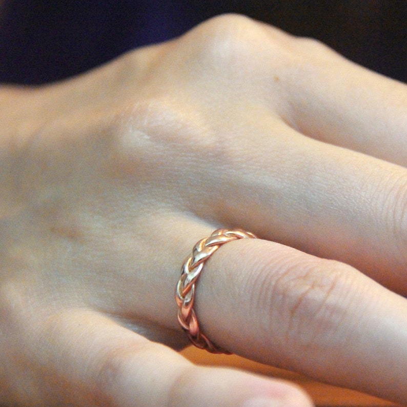 rose women ring braided gold ring Rose Gold Wedding Bands women rose gold wedding ring 14k rose gold ring