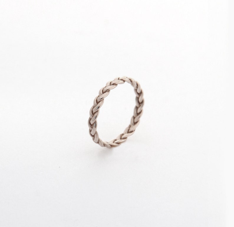 Rose Gold Ring Band, Unique Gold Wedding Band, Womens Wedding Band, 14k Rose Gold Wedding Ring, Thin Gold Promise Ring, Braided Wedding Ring image 5