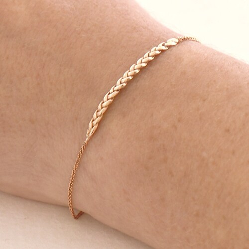 Narrow 14k white Gold Bracelet, Thin Braided Bracelet, Woven Bracelet For Women, Minimalist Brides Bracelet, shops Dainty Celtic Bracelet