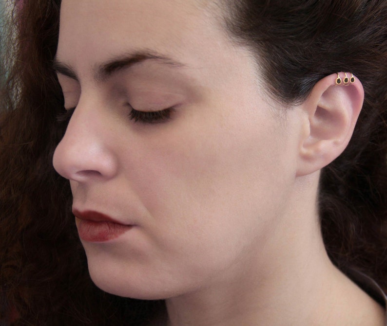 Black Zircons Ear Cuff Ear Cuff No Piercing Upper Ear Cuff Etsy