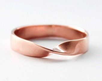 Mobius Wedding Band, Rose Gold Promise Ring For Her, Twisted Wedding Band, Infinity Ring, Dainty Wedding Band, Rose Gold Ring