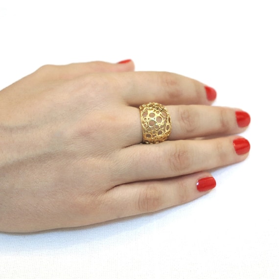 Gleam Jewels Floral Design 8.5 grams 14k solid Gold Ring - Gleam Jewels