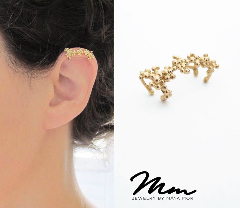 Gold Ear Cuff No Piercing Cartilage Earrings Upper Ear Etsy