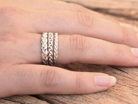 18K White Solid Gold Wedding Band for Women, Braided Gold Ring for Women,  Eternity Ring, Celtic Ring, Braided Wedding Band, Gifts for Women -   Norway