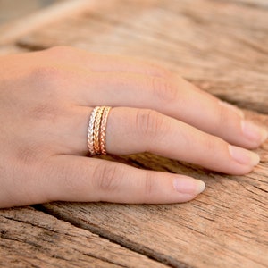 Thin Gold Wedding Band for Women, 14k Gold Braid Ring, Gold Braided Wedding Ring, Gold Engagement Ring, Unique Wedding Band for Women image 2