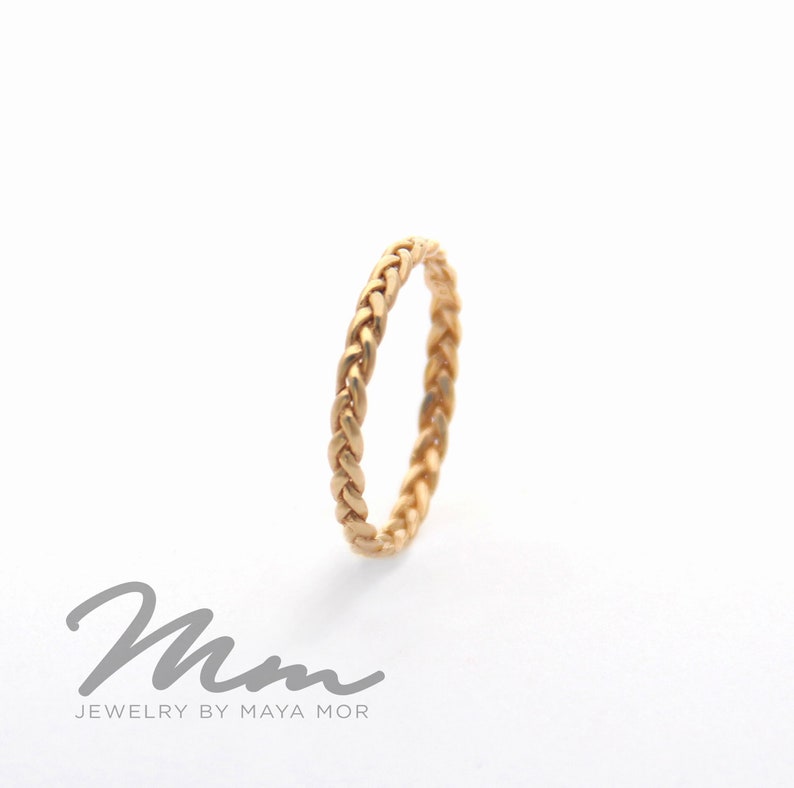 Thin Gold Wedding Band for Women, 14k Gold Braid Ring, Gold Braided Wedding Ring, Gold Engagement Ring, Unique Wedding Band for Women image 5