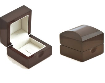 Brown Ring Box Made of Wood, Unique Engagement Ring Box, Proposal Ring Box, Wedding Ring Box, Luxury Ring Box