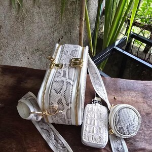 Bolsa de mão em couro de píton legítimo natural com alça superior | Bolsa de luxo feita à mão | Bolsa de couro exótico | Bolsa estilo pasta de grife