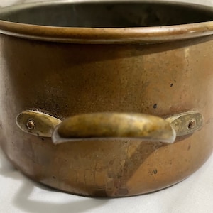 Vintage French Copper Sauce Pot / Sauté Pan with Brass Handles
