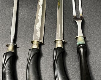 Vintage Bakelite Handled Carving Set, Flint Vanadium Steel (4 Piece)