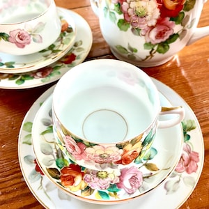 Japanese Tea Set for 2 - Tea Pot ~ Floral ~ Hand Painted ~ 8 piece set ~ Replacements or Spares - fame A1 Fine China