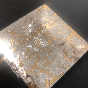 Elgin American Square Beautiful Face Powder Compact with Mirror Made in USA