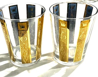 MCM ~ HI ball ~ Cocktail Glasses ~ Barware ~ George Briard ~ Blue Accent ~ Set of 2