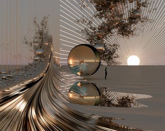 Stampa artistica su tela surreale da appendere — Un momento di tranquillità — Pronta per essere appesa