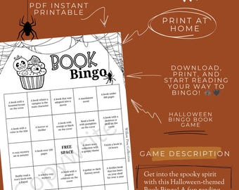 Halloween Book Bingo Printable | Bookish Games | Spooky Reading Challenge | Fall Reading Tracker | Digital Download