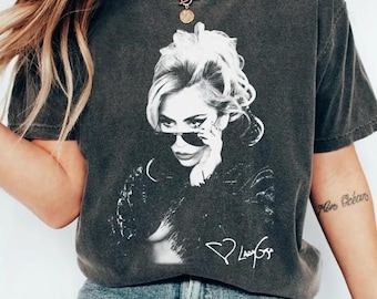 Lady Gaga Signature Shirt, Vintage Portrait Tee, Retro Pop Culture Merch, Little Monster Fan Gift, Comfort Colors Concert Top