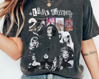 Lady Gaga Eras Tour Shirt, Vintage Collage Graphic Tee, Retro Pop Icon Merchandise Little Monster Fan Gift, Concert Apparel