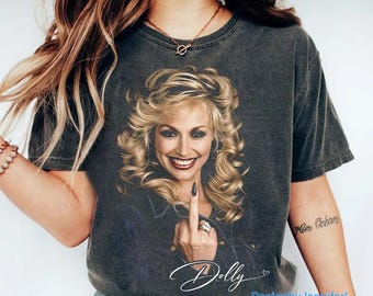Funny Dolly Parton Middle Finger Vintage Shirt, Dolly Parton Signature Merch, Dolly Parton 1946 2026 Memorial Shirt, Retro Country Fan Gift