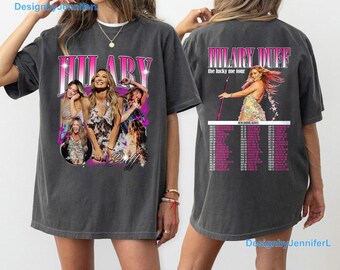 Hilary Duff The Lucky Me Tour Shirt, 2-Sided World Tour Merch with Dates, Lizzie McGuire Bootleg Tee, Retro Pop Aesthetic Apparel