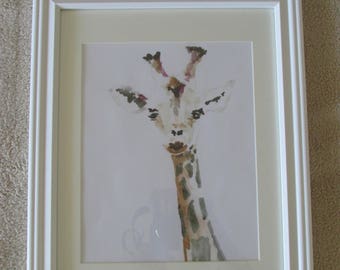 Giraffe Watercolor Painting Print for Baby's Nursery