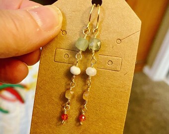 Mixed Gemstone Dangle Earrings